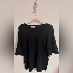 Thyme & Honey Black Women's Blouse with Lace Sleeves